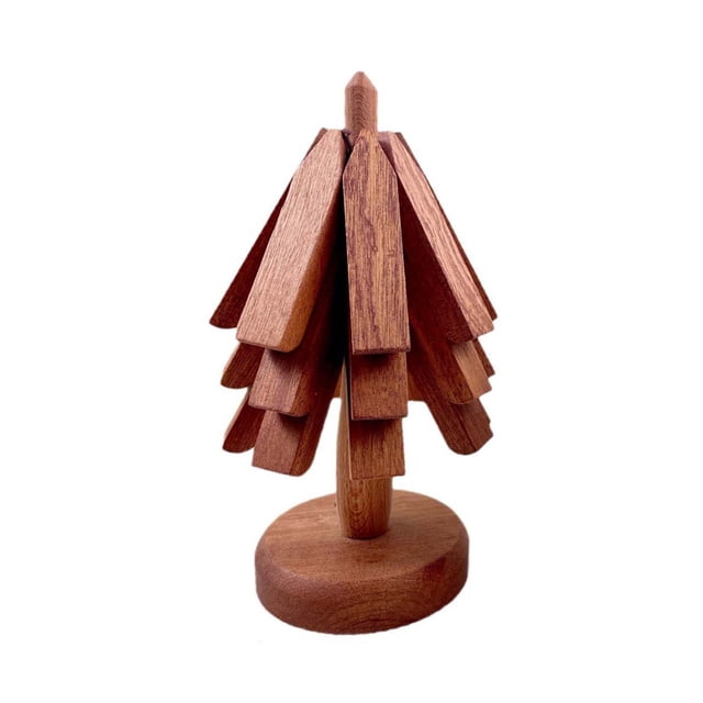 Trípode de madera para comida caliente | Almohadillas aislantes de madera de haya y ébano con base | Salvamanteles plegables con forma de árbol para ollas, sartenes y cuencos | Protección y decor