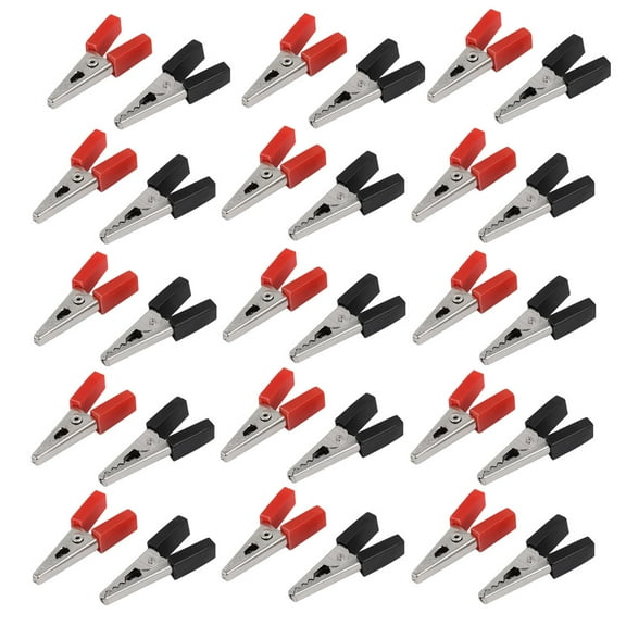 Uxcell 30pcs 5A Metal Test Insulated Boot Alligator Clip Red Black 34mm Length