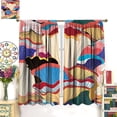 thumbnail image 3 of Abstract Curtains, Modern Wavy Colorful Pattern with Contrast Tones Various Forms Artwork, Living Room Bedroom Window Drapes Set 2 Panels,52x84 Inches, 3 of 8