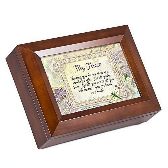 My Niece Dark Wood Finish Jewelry Music Box - Plays Tune You Are My Sunshine