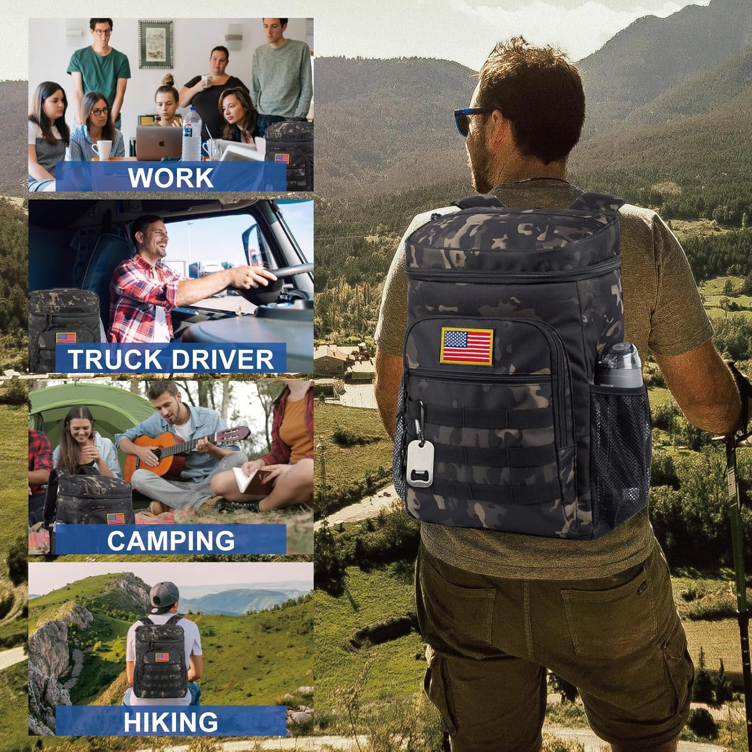 TRIPGEAR Backpack Cooler for Men, 25L Large Insulated Backpack Leak-Proof, Heavy Duty Lunch Backpack, Waterproof Ice Chest Bag