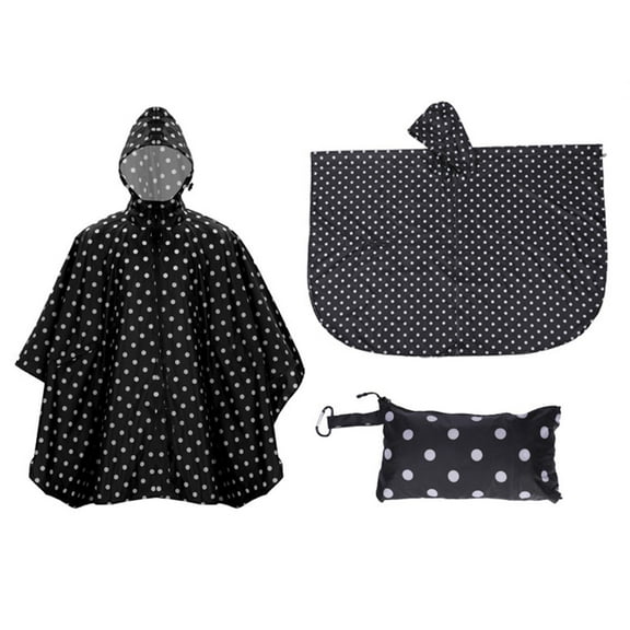 Unisex Zipper Poncho Raincoats Womens Mens Outdoor Hiking Packable Waterproof Rain Cape Adults Hooded Jacket with Pocket Black, Free Size