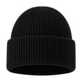 thumbnail image 3 of Lumtrix Knit Beanie for Men Women Cuffed Rib Warm Winter Hat Skull Caps Soft Classic Solid Color Daily Cap Unisex Black One Size, 3 of 5
