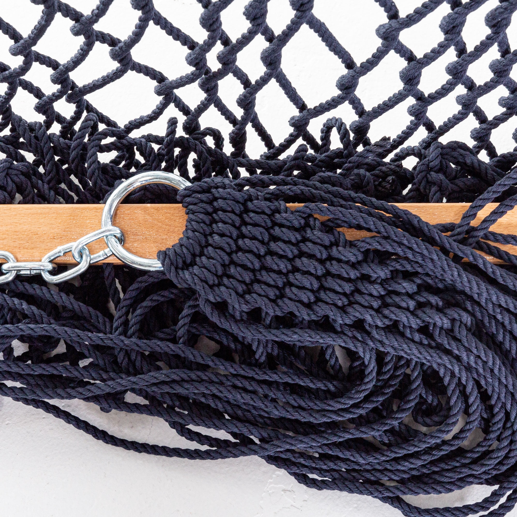 Castaway Living 13 ft. Double Navy Polyester Rope Hammock with Free Extension Chains ,Tree Hooks