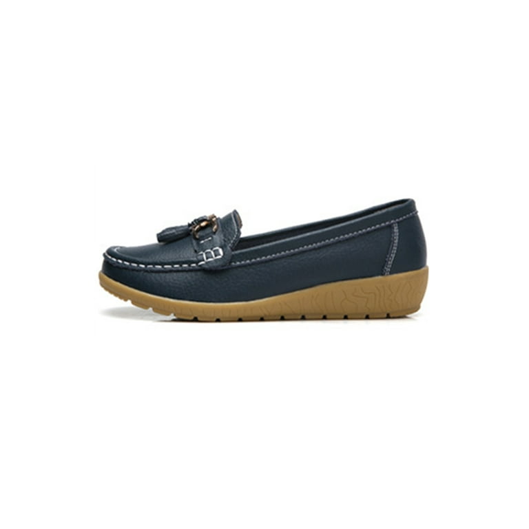 Ladies navy deals moccasin shoes