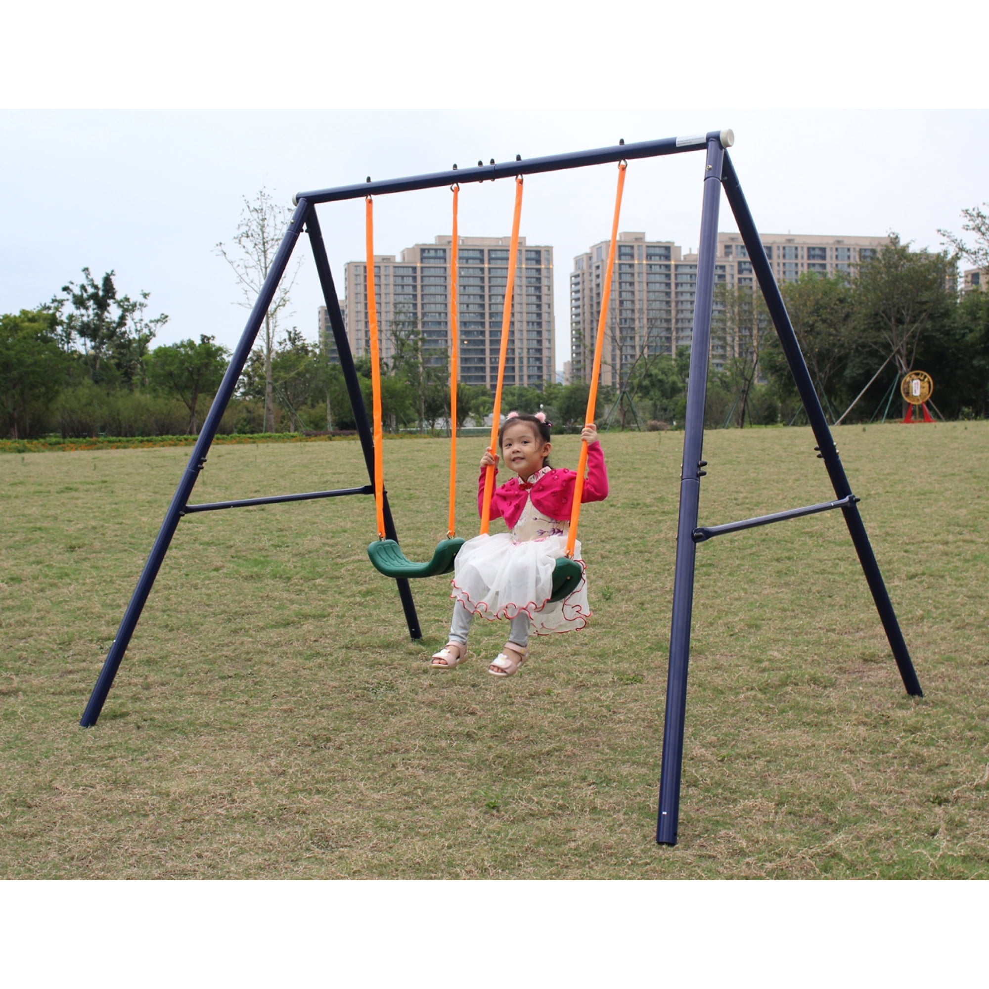 Two Station Swing Set for Children 2 Seat Porch Swing Outdoor Indoor