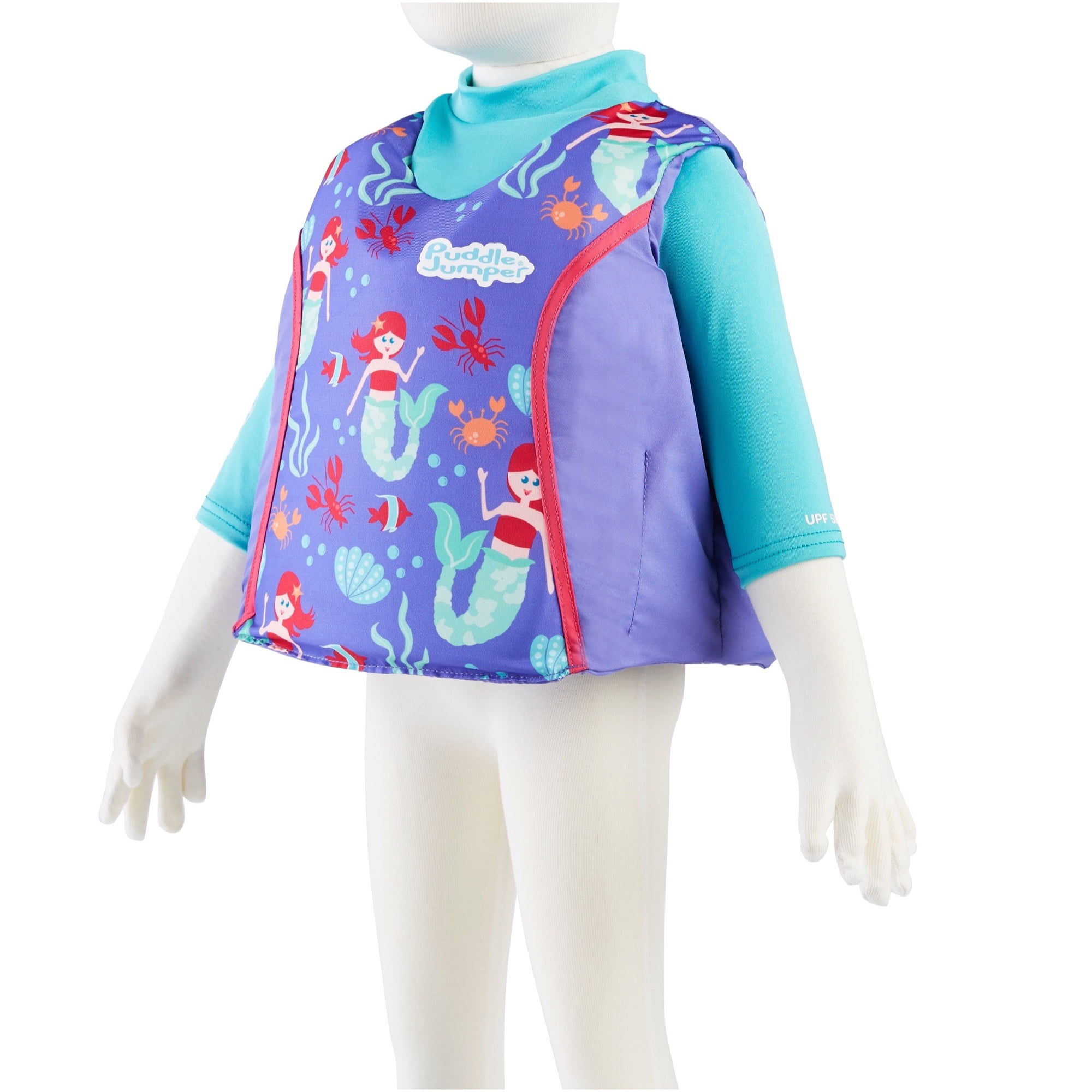 Puddle Jumper Unisex 2-in-1 Life Vest with Rash Guard for Children 33-55 Pounds, Mermaid
