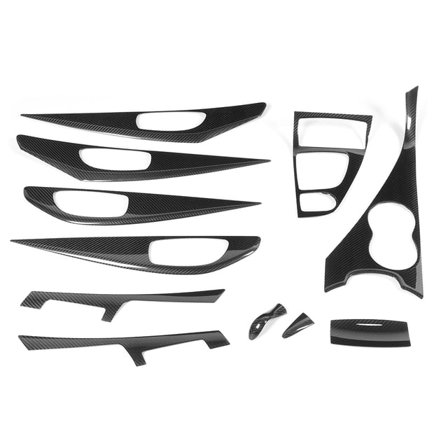 Ajuste de salida de aire, 11 piezas/juego de cubierta de panel de instrumentos de fibra de carbono seca decoración interior del coche solución innovadora