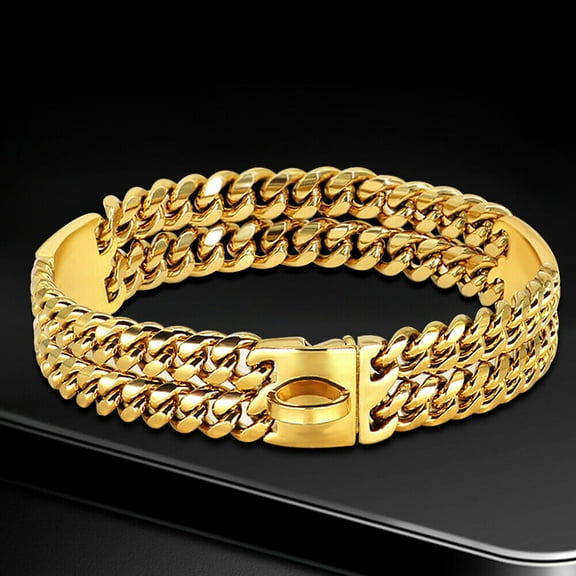 Gold Dog Chain Collar Walking Metal Chain Cuban Link Strong Heavy Duty Necklace 16" 18" 22" 24"