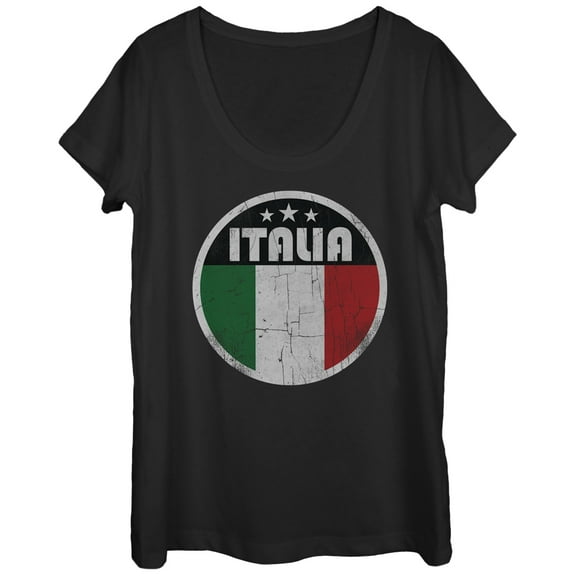 Women's Lost Gods Italy Flag Circle Scoop Neck Black X Large