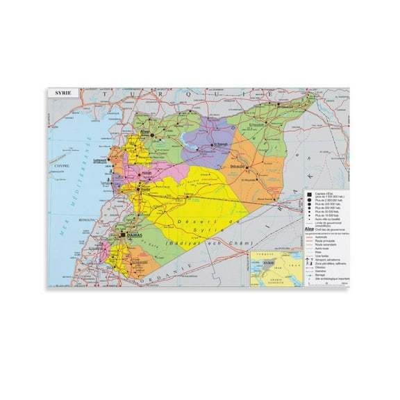 Syria Map Posters Room Aesthetic Poster Print Art Wall Painting Canvas Posters Gifts Modern Bedroom Decor 08x12inch(20x30cm)