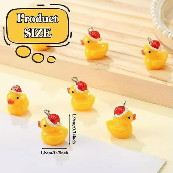 U8MO 4 Rubber Ducky Charms Yellow Resin Cut Kawaii Jewelry Supplies Set Christmas