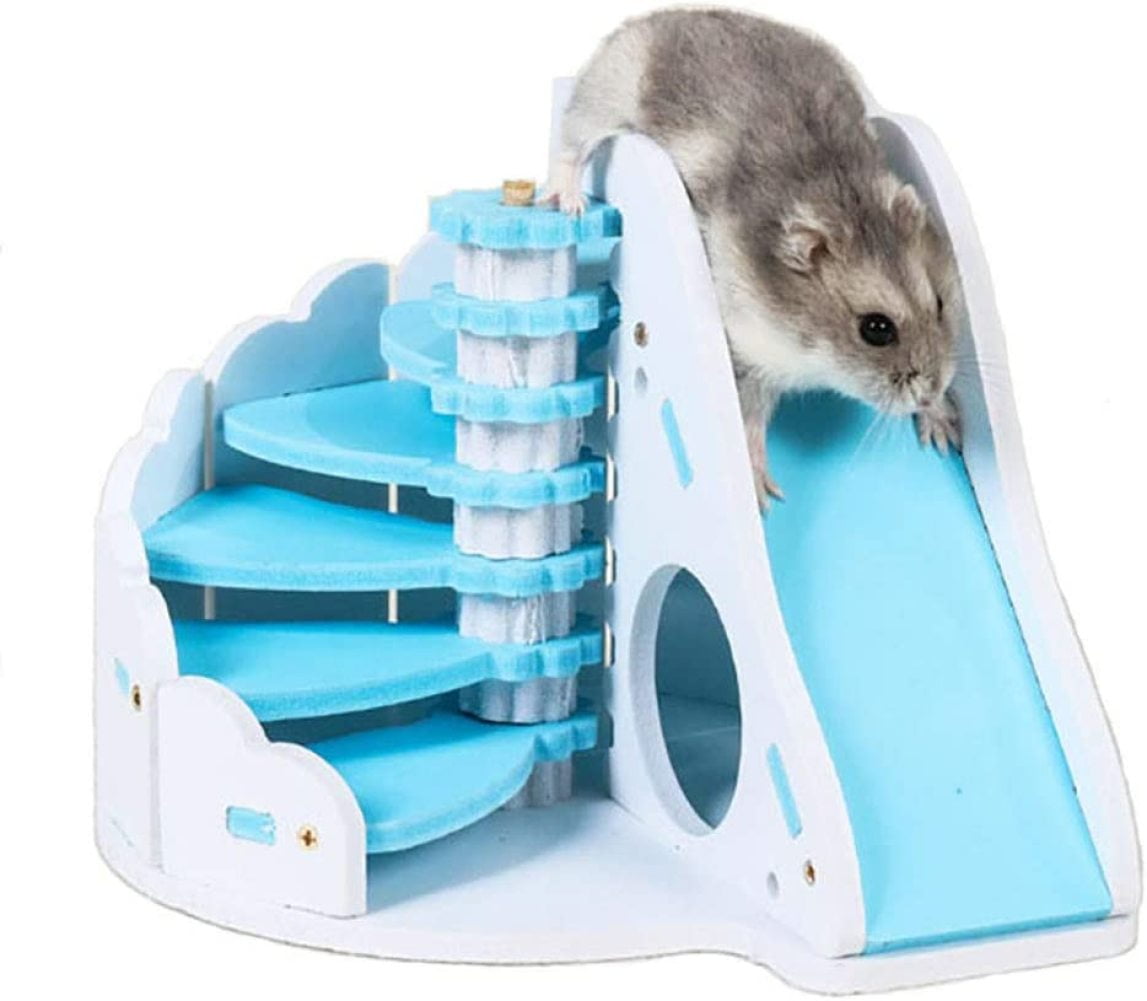 FULenQnu Wooden Hamster Hideout House Small Animal Climbing Ladder Slide Toy for Mouse