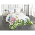 thumbnail image 3 of Ambesonne Tiki Bar Quilted Bedspread Set 3 Pcs, Hibiscus, Queen Size, Pale Blue Pink Green, 3 of 5