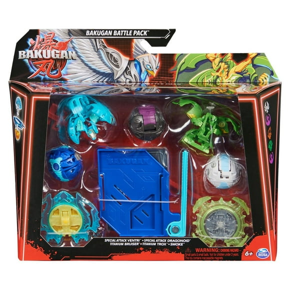 Bakugan Battle 5-Pack, Special Attack Ventri, Dragonoid, Bruiser, Trox, Smoke; Customizable, Spinning Action Figures, Kids Toys for Boys and Girls 6 and up