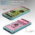 thumbnail image 5 of Allytech Cover Case for Google Pixel 6 with Slide Camera Cover, Hard PC Back & Soft TPU Bumper Drop Proof Lens Protection Ring Holder Kickstand Rugged Case for Google Pixel 6 5G 6.4" 2021,Pink + Green, 5 of 11