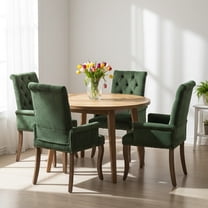 GOMYHOME Upholstered Chenille Dining Chair Set of 4, Tufted Armchair with Nailhead Trim & Wood Legs