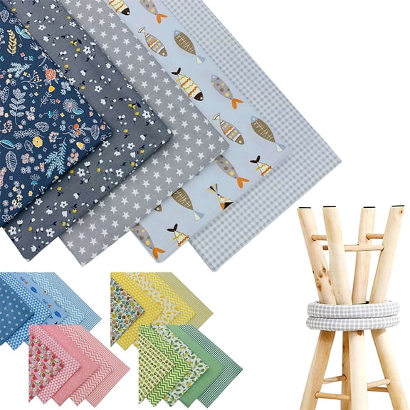 DUOYOU Cotton Fabric Squares, 5 Piece Printed Quilting Fabric Bundle, Precut Sewing Fabric for Patchwork, DIY Crafts, Quilting and Handmade Projects