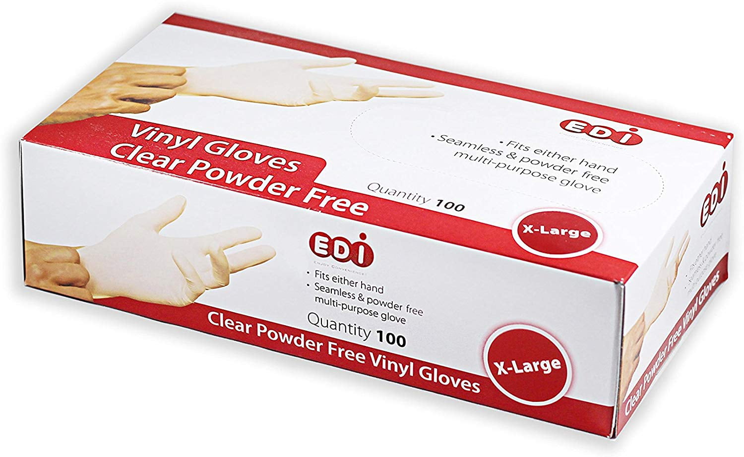 EDI 1000 Clear Powder Free Vinyl Disposable Gloves (XLarge D