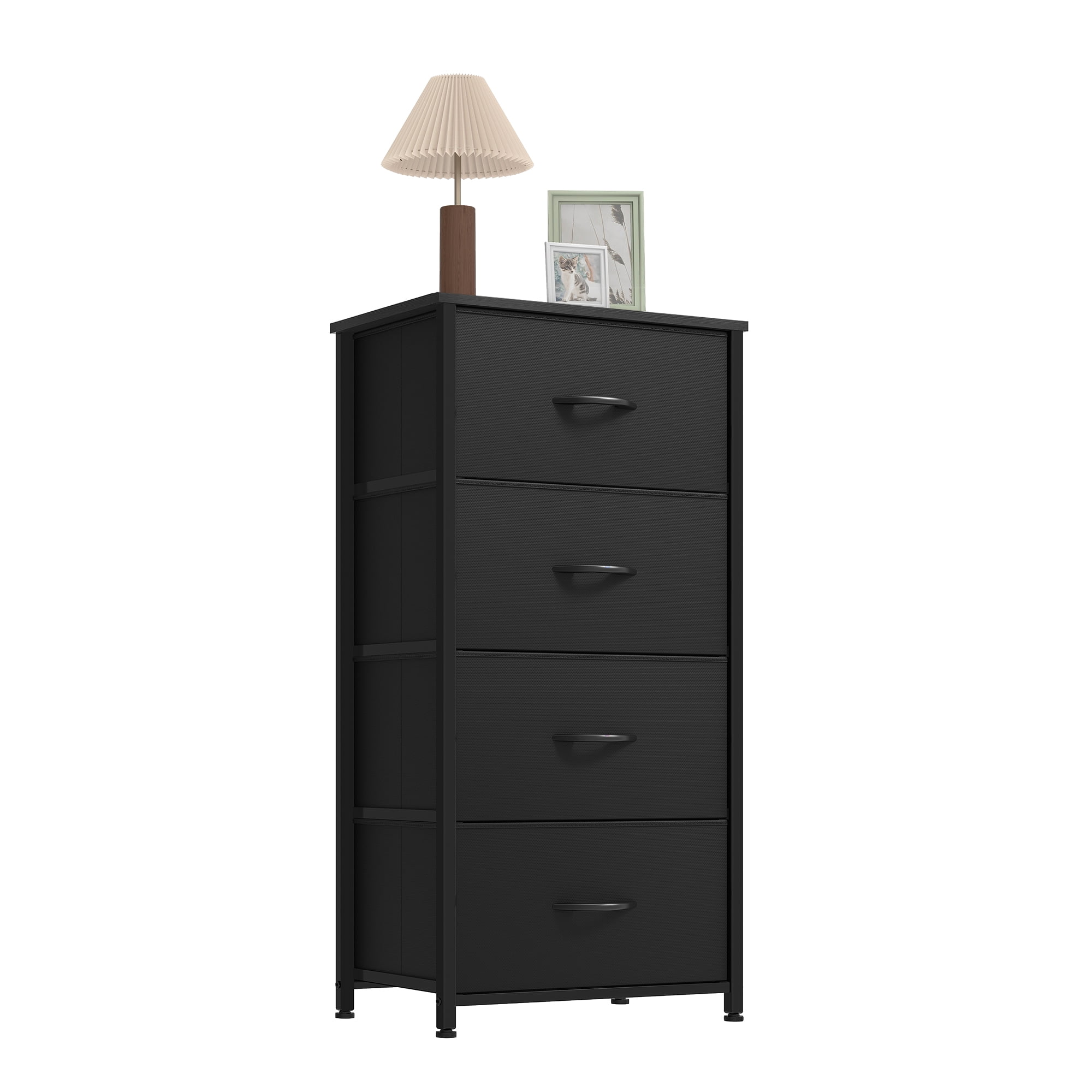 Uforic 4 Storage Dressers with Fabric Dresser Organizer Unit Wide Chest Of Drawers Nightstand Storage Tower for , Black