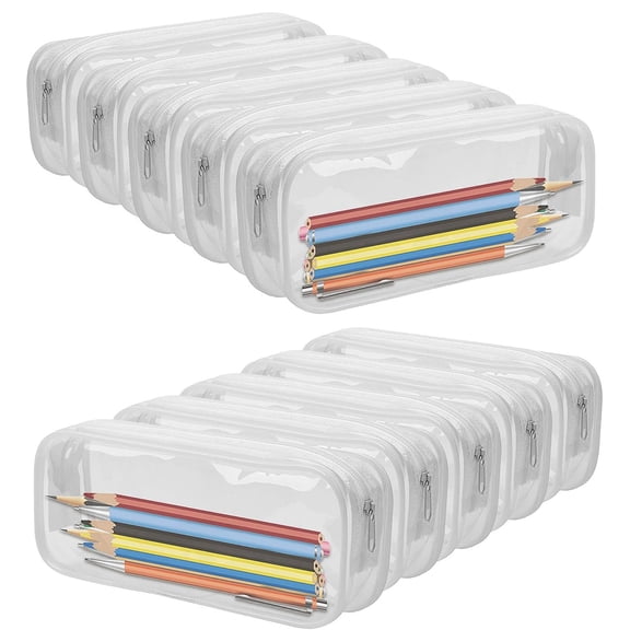 10 Pack Clear Pencil Bag,Exam Pencil Case,Bexikou Big Capacity Travel Toiletry Bag,Zippered Comestic Storage Pouch,Travel Make up Cosmetic Bag for Office Stationery and Travel Storage