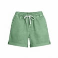thumbnail image 6 of YHAJDS Work Shorts Women Solid Color Tencel Linen Straight Leg Folded Hem Multi Pockets Daily Wear, 6 of 8