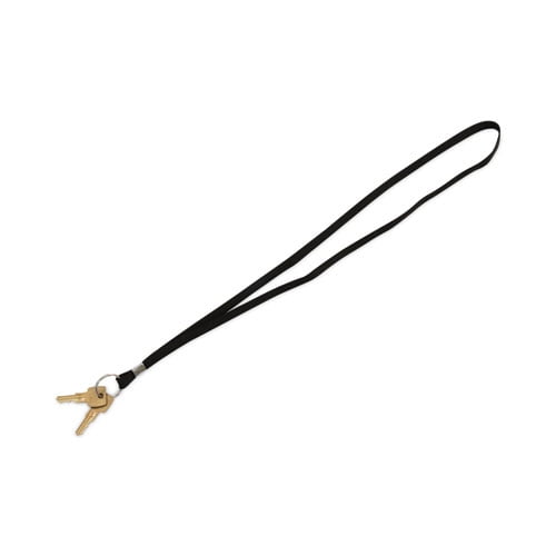 Deluxe Lanyards, Metal Ring Fastener, 36" Long, Black, 24/Box | Bundle of 2 Boxes