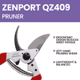 thumbnail image 6 of Zenport QZ409 Professional Left-handed Bypass Pruning Shear, 2 Inch Blades, Red, 6 of 7