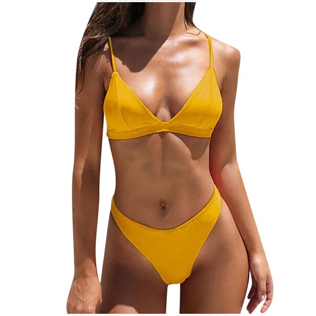 Conjunto de traje de baño de estilo caliente para mujer, traje de baño Sexy de Color puro a la moda Fridja nalpqowj21819