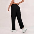 thumbnail image 5 of Women's Cargo Pants Baggy Jeans High Waisted Casual Stretchy Wide Leg Streetwear with 4 Pockets for Women Black L, 5 of 7