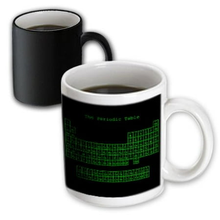 3dRose Neon Green on Black Periodic Table - Retro Computer Programmer style - Science Chemistry Physics, Magic Transforming Mug, 11oz