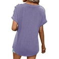 thumbnail image 4 of frariair Women's Knot Front V-Neck Tee With Breathable Acrylic Blend Purple, 4 of 7