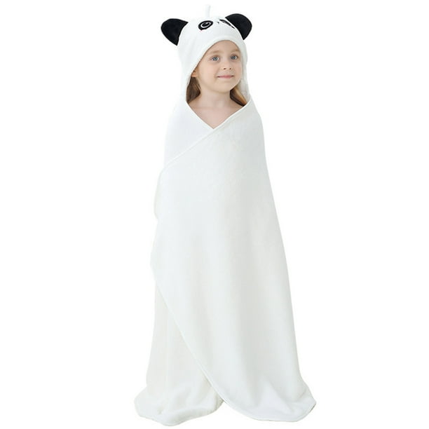 Minnieouse Hogar niños Toalla de baño Chinlon niños absorbente de agua estilo de dibujos animados Adorable albornoz de ducha Ponchos Pijama Blanco negro