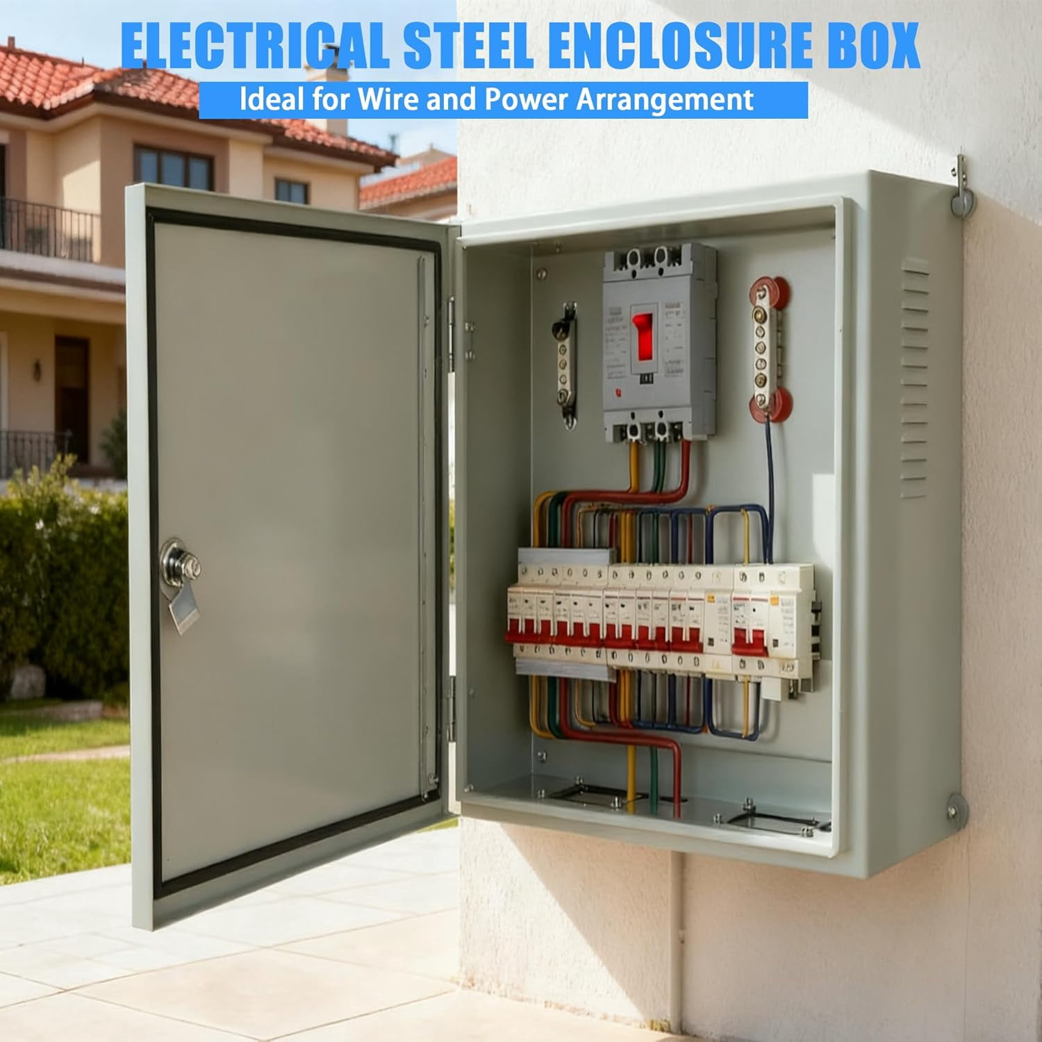 Electrical Enclosure 20x20x12 Carbon Steel Enclosure Box, IP66 Waterproof & Dustproof Electrical Metal Box for Indoor and Outdoor Wall Mounted, Grey