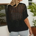 thumbnail image 4 of Womens t-shirts summer short sleeve sexy hollow out pullover tee tops stylish beach cover up comfortable knit tee wear outfits, 4 of 6
