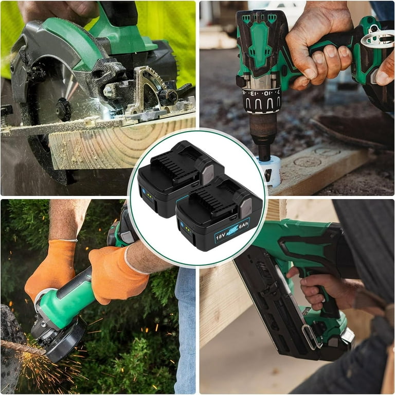 2Pack Upgraded 6.0 Ah High Output 18V Battery for Hitachi 18 Volt Tools 339782 BSL1830C BSL1815X BSL1815S BSL1830 330139 330557 Also for Metabo HPT