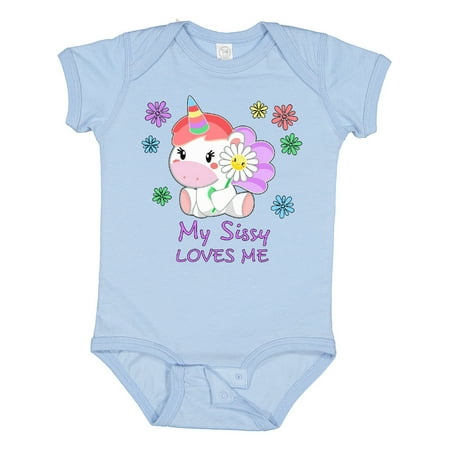 

Inktastic My Sissy Loves Me- Cute Unicorn Gift Baby Boy or Baby Girl Bodysuit