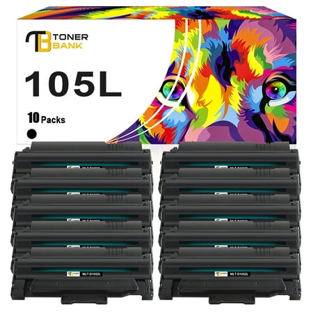 Toner Bank Compatible Toner Cartridge Replacement for Samsung MLT-D105L High Yield (Black  10-Pack) Toner Bank is a reseller of printer consumable products with its warehouses in East and West Coast since 2015. We carry wide range of compatible toner cartridges & printer ink for most major printer brands. Product Specification: Brand: Toner Bank Compatible Toner Cartridge Replacement for: Samsung MLT-D105L MLT-D105L Compatible Toner Cartridge Replacement for Printer: Samsung ML-1910/1911/1915/2525/2545/2525W/2526/2580N/2581N/2540R  SCX-4600/4601/4623F/4623FW  SF-650/650P/651P Pack of Items: 10-Pack Ink Color: 10 * Black Page Yield (based upon a 5% coverage of A4 paper): 10*2 500 Pages Cartridge Approx.Weight : 15.65 Pounds Cartridge Dimensions (Per Pack): 12.2 x 3.35 x 6.5 Inches Package Including: 10-Pack Toner Cartridge
