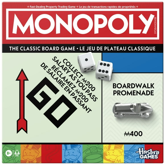 Monopoly Board Game with Storage Tray and Larger Tokens