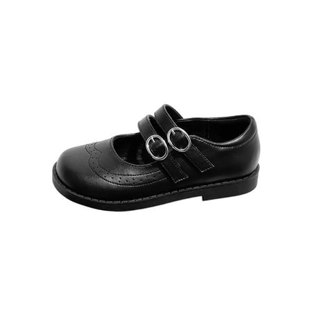 

Ritualay Girl s Flats Wingtip Mary Jane Ankle Strap Dress Shoes Anti-slip Casual Brogues Performance Wedding Comfort Leather Shoe Black 11C