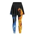 thumbnail image 4 of POLEROBlue Gold Fire Yoga Tennis Skirt with Pockets Slim Fit Athletic Tennis Legging for Women Tights Skirted Yoga Pants Non See Through Tummy Control Workout Skirts Sports Leggings, 4 of 6