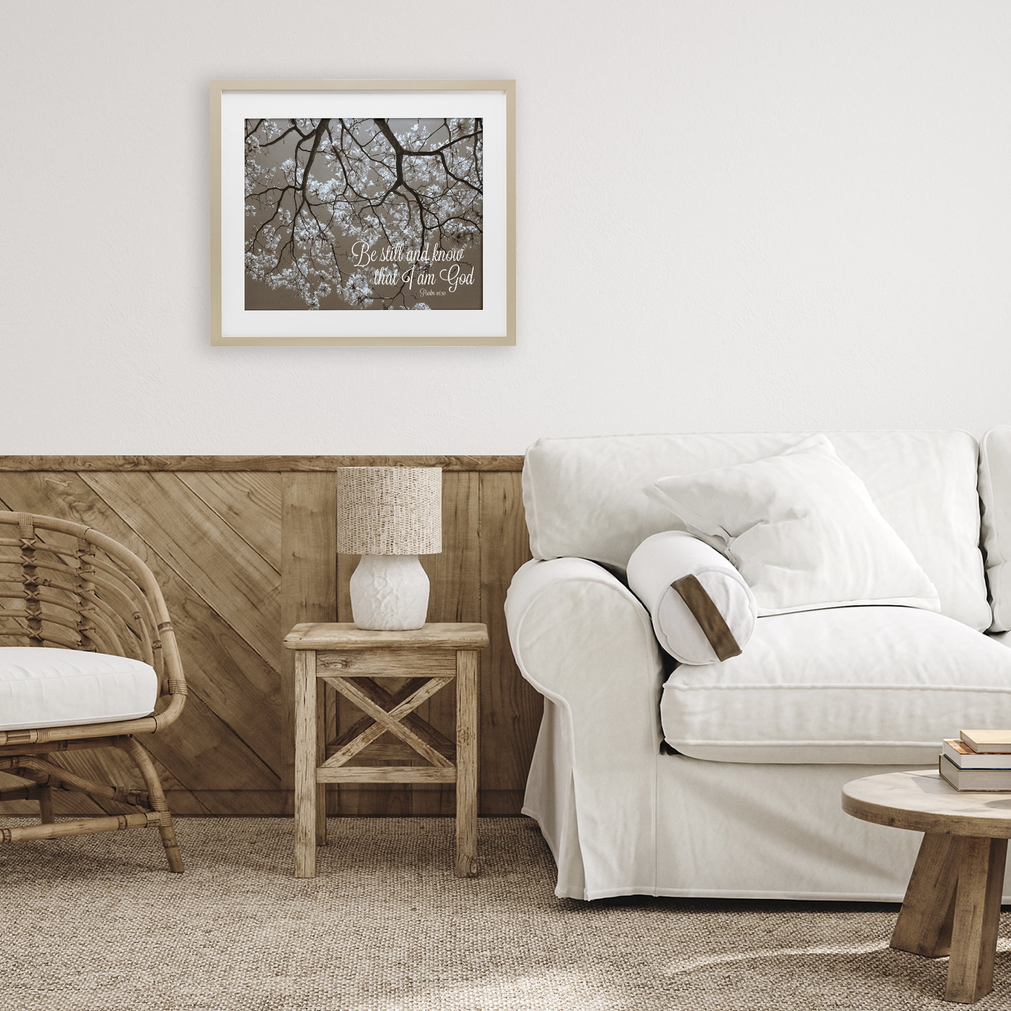 Stupell Industries Be Still Apple Blossoms Birch Framed Print Under Glass, design by Gail Peck