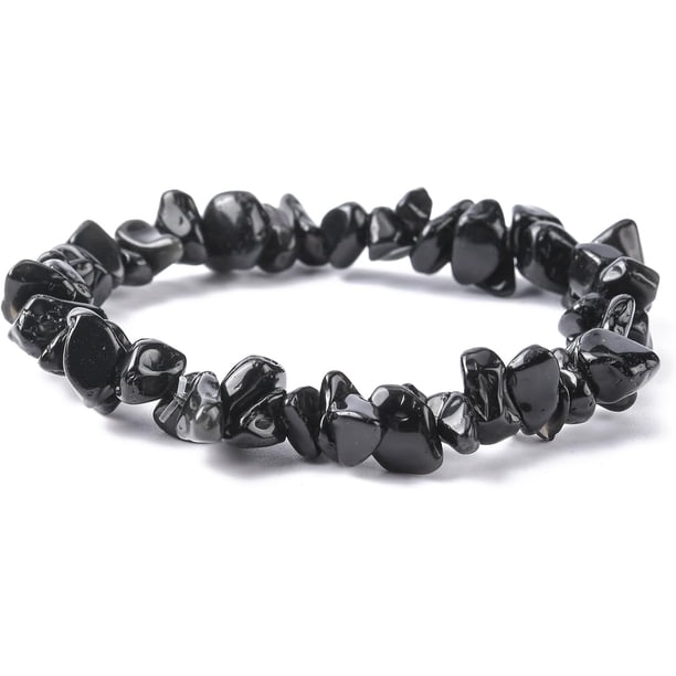 Pulsera elástica de 10 cuentas de obsidiana natural para mujer, ideal para hacer joyas, pulseras, decoración.