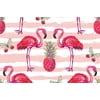 Laminated Summer Jungle Tropical Butterflies Pink Flamingo and Pineapple Wallpaper Style Decorative Colorful Pattern Poster Dry Erase Sign 18x12