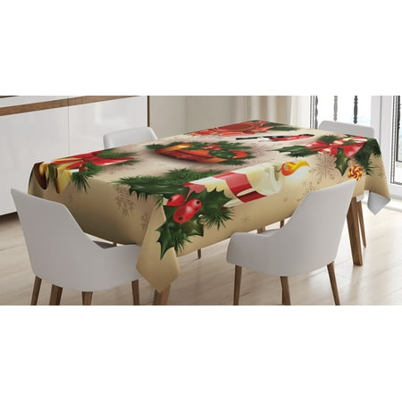 

Ambesonne Christmas Tablecloth Rectangular Table Cover Vintage Ornaments 60 x90 Multicolor