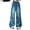 Z-01Blue, variant on Ruyang Girls Ripped Jeans Elastic Waist Denim Pants Teens Baggy Wide Leg Distressed Jeans with Pockets Kids Streetwear Summer Pants