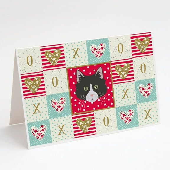 Siberian Forest Cat Love Greeting Cards and Envelopes Pack of 8