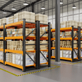 thumbnail image 5 of 48"W Garage Shelving, 3000LBS Heavy Duty Adjustable Storage Shelf, 4 Tier Metal Storage Rack, Garage Storage Shelving Unit for Warehouse, Basement, Supermarket, 47.3"W x 23.7"D x 78.7"H Black-Orange, 5 of 11