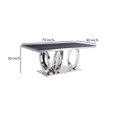 thumbnail image 2 of Benzara BM261722 Dining Table with Circular Metal Accent Base, Gray, 2 of 5