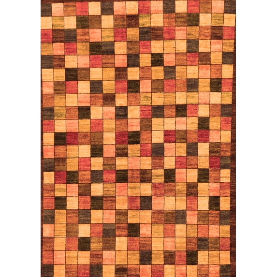 Ahgly Company Indoor Rectangle Oriental Orange Modern Area Rugs, 5' x 8'